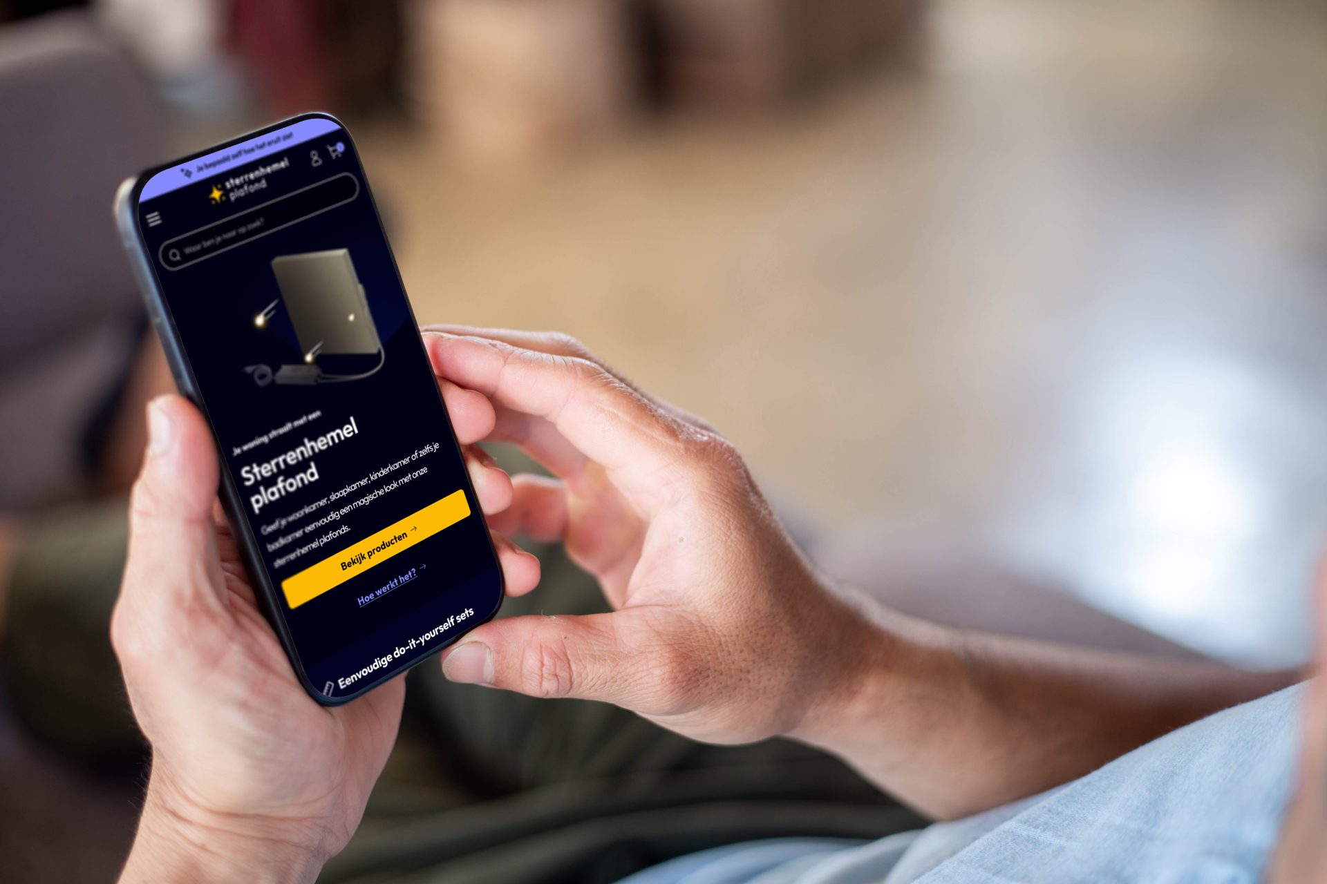 Sterrenhemelplafond.nl shopify site op mobiel