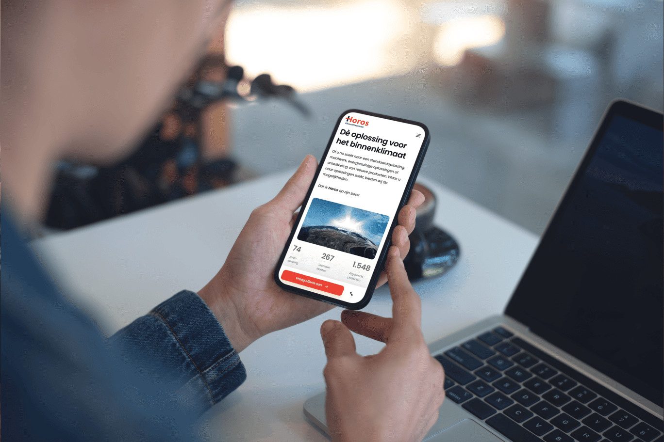 Horos klimaattechniek wordpress site op mobiel