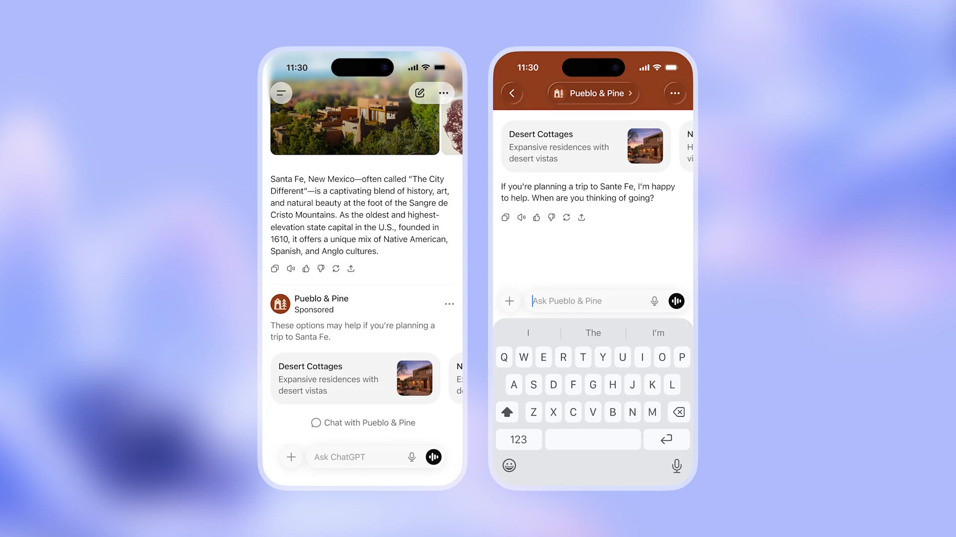 Twee voorbeelden van Advertenties in ChatGPT