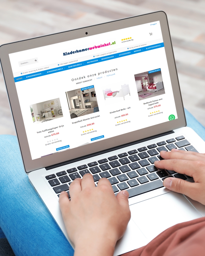 Kinderkamerwebwinkel.nl frontpage design