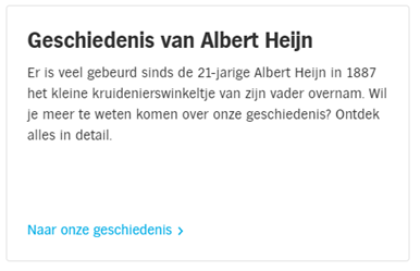 Stukje tekst van de Albert Heijn-website over hun geschiedenis