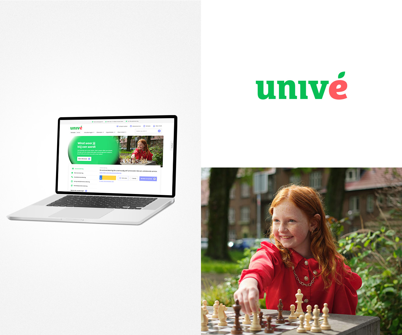Case Univé met frontpage op laptop